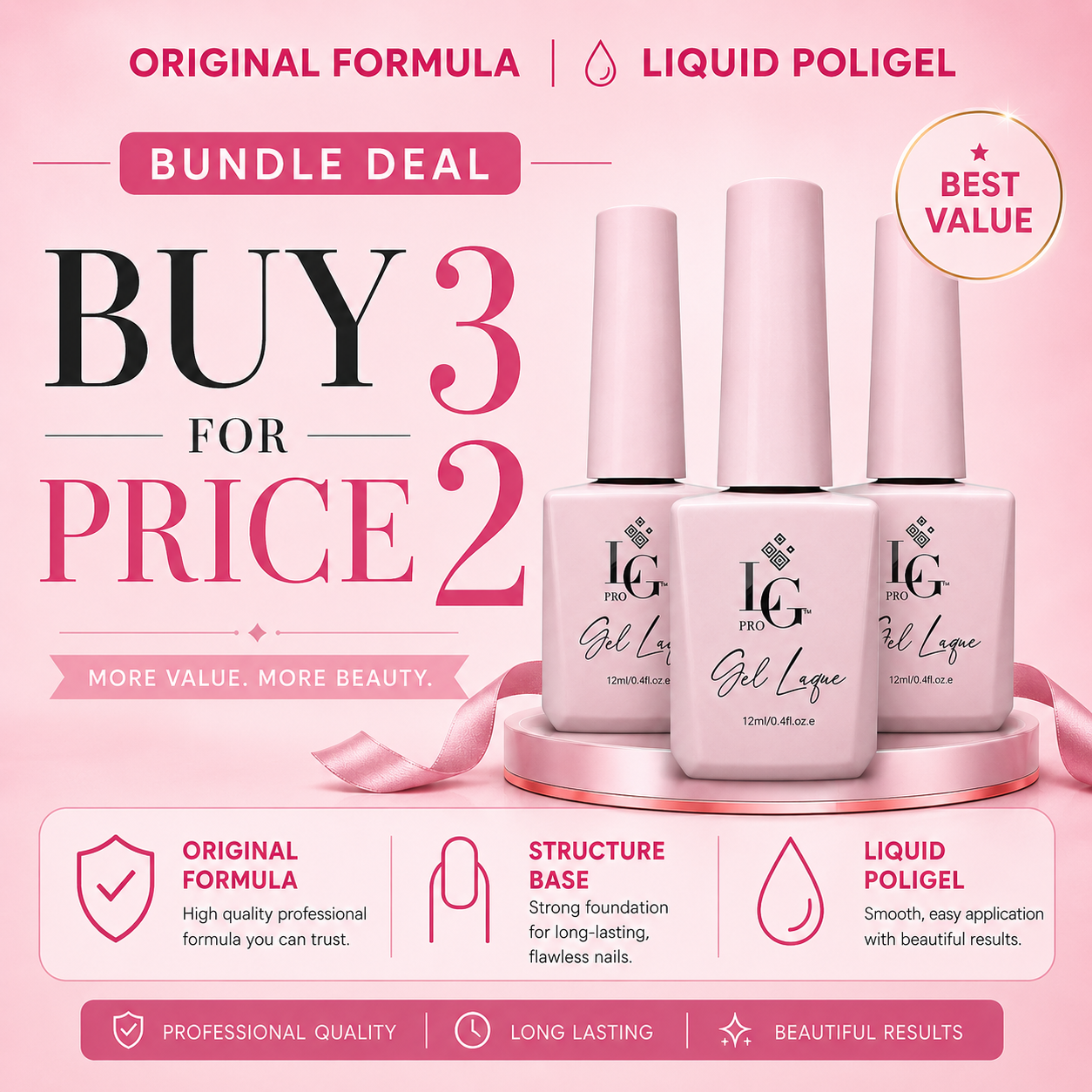 ORIGINAL STRUCTURE BASE & LIQUID POLIGEL BUY 3 FOR €34