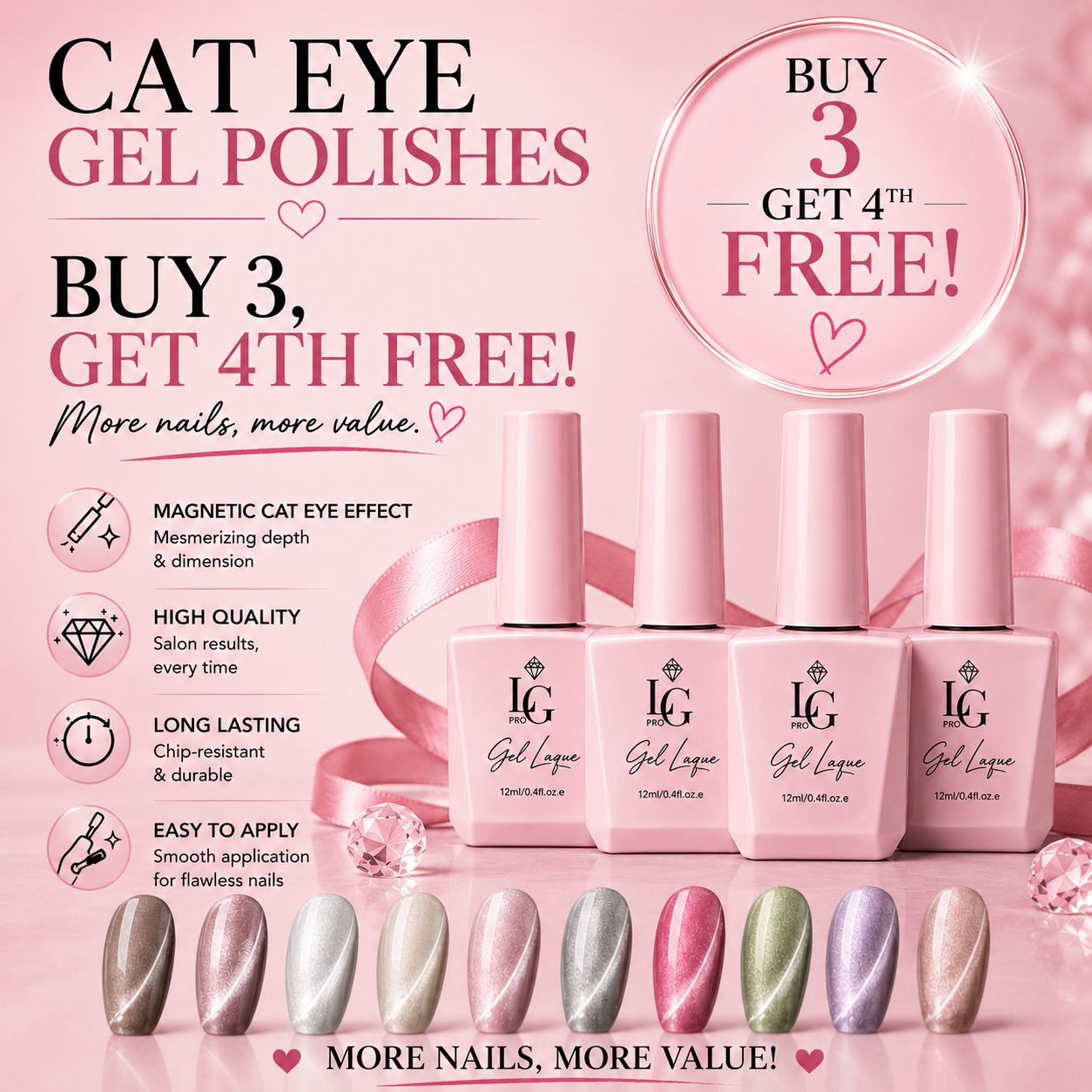 CAT-EYE GEL POLISH GET 3 AND 1 FREE