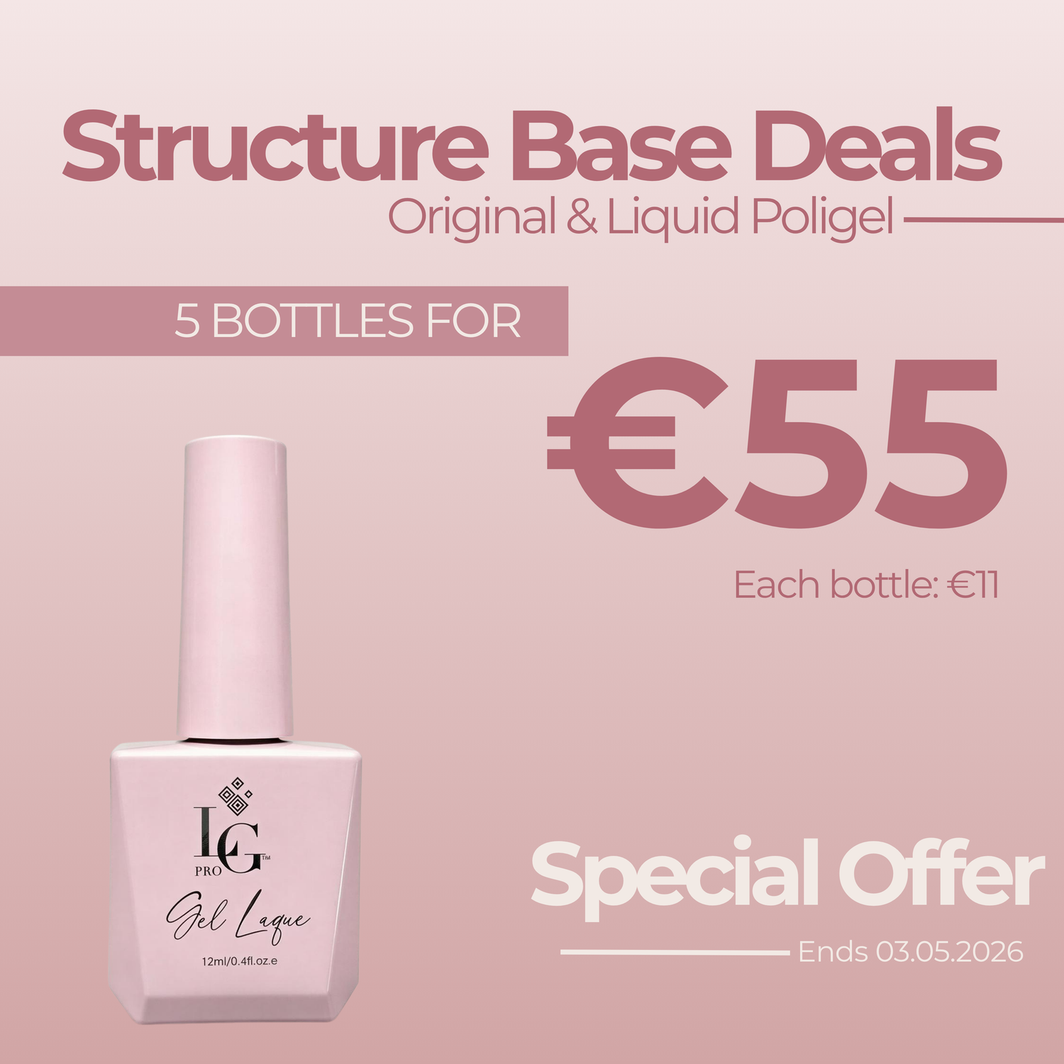 ORIGINAL STRUCTURE BASE & LIQUID POLIGEL BUY 5 FOR €55
